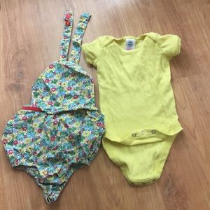 Floral one piece and yellow pointelle body suit