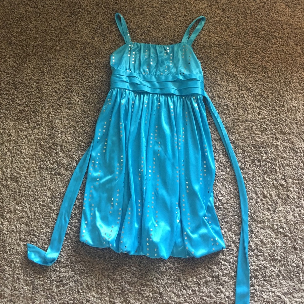 Blue sequin girls dress