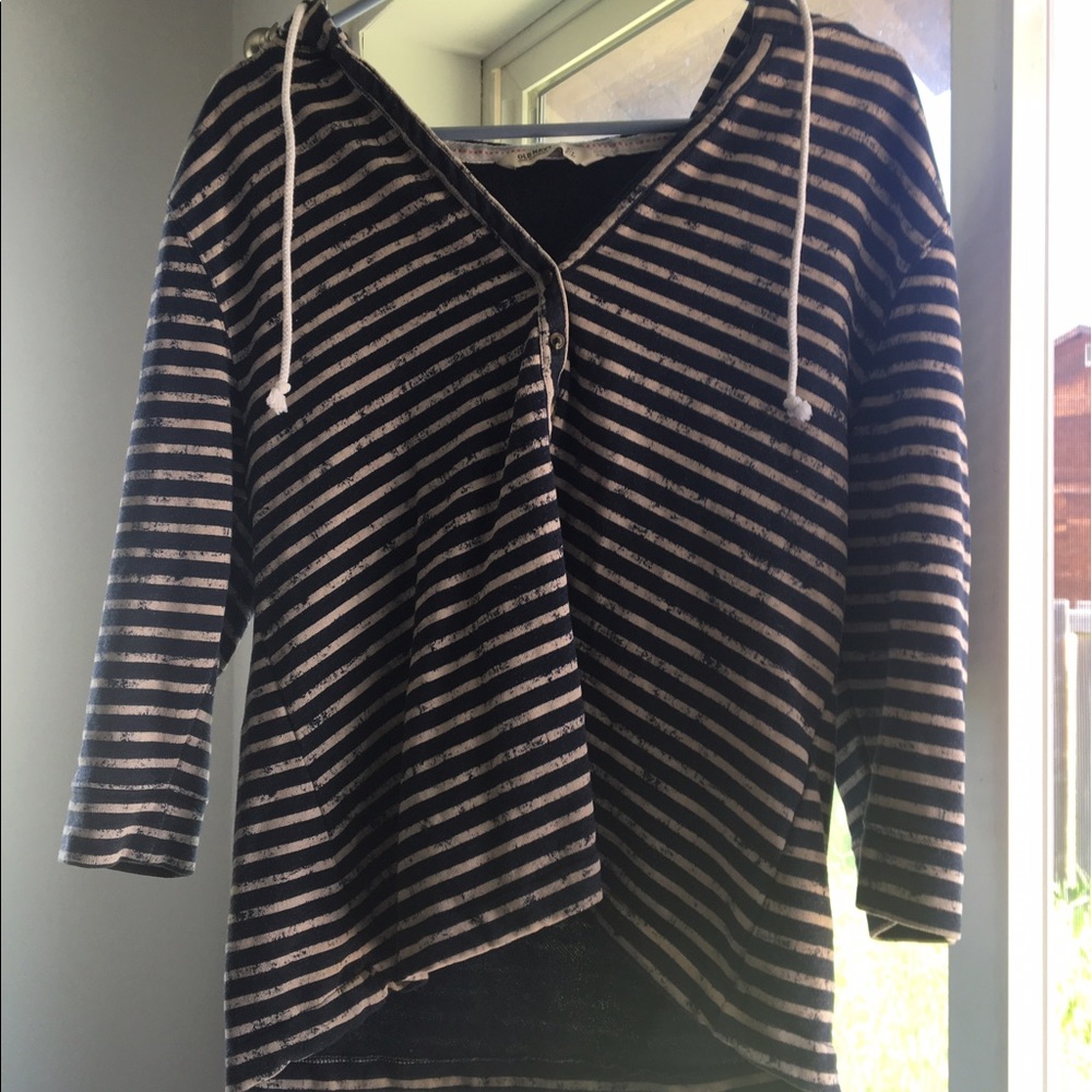 Striped hooded shirt