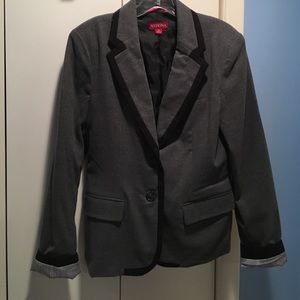 Soft Gray w/ Black and Striped Detail Blazer