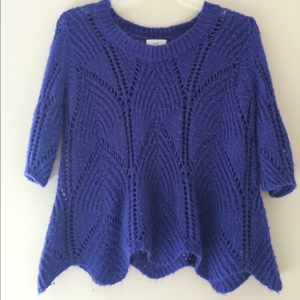 cobalt blue scallop knit sweater