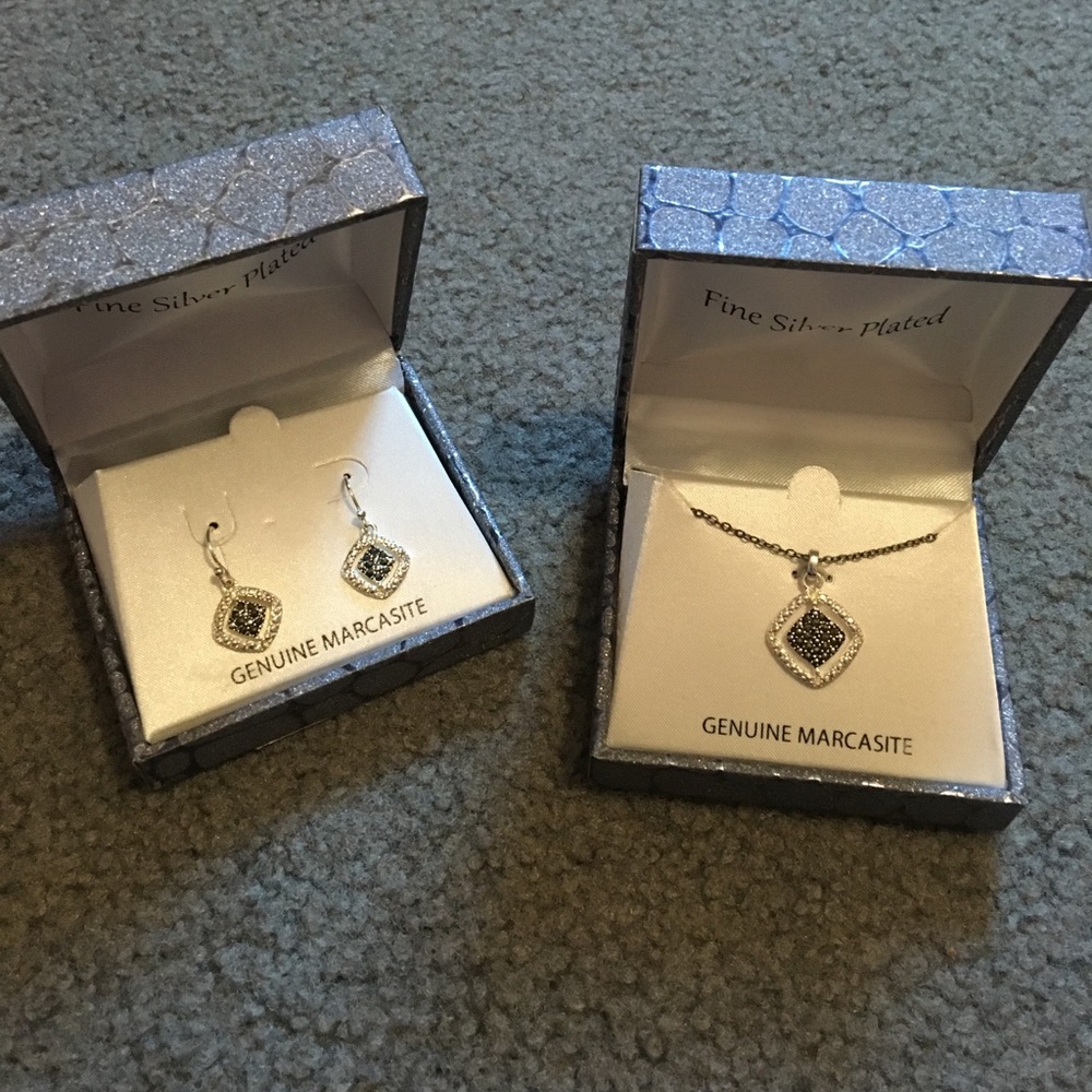 Genuine Marcasite Necklace & Earring Set