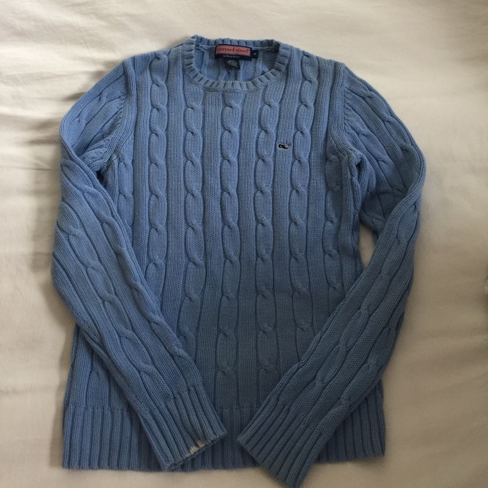 Vineyard vibes thick Blue sweater- Medium