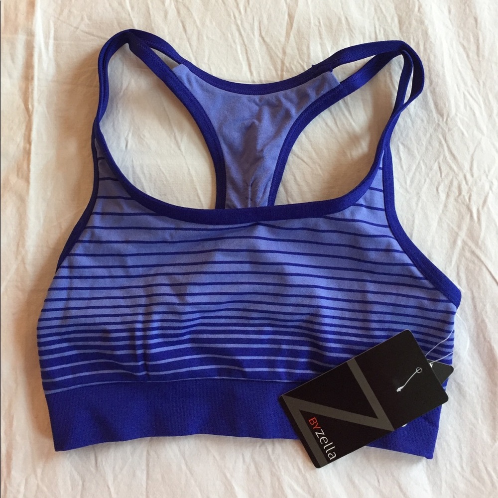 Reversible Indigo Striped Sports Bra by Zella