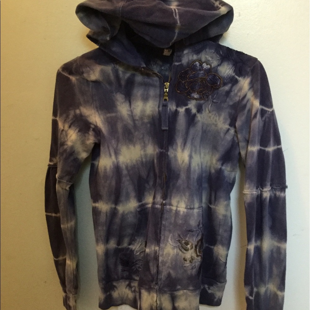 Purple and white tie die zipper sweatshirt