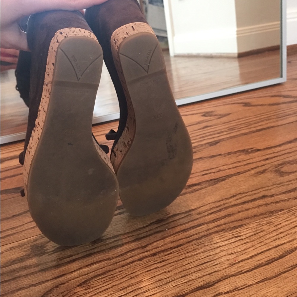 Prada Suede Platform Wedge Sandals - image 4