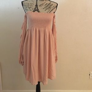 Off the shoulder blush dress