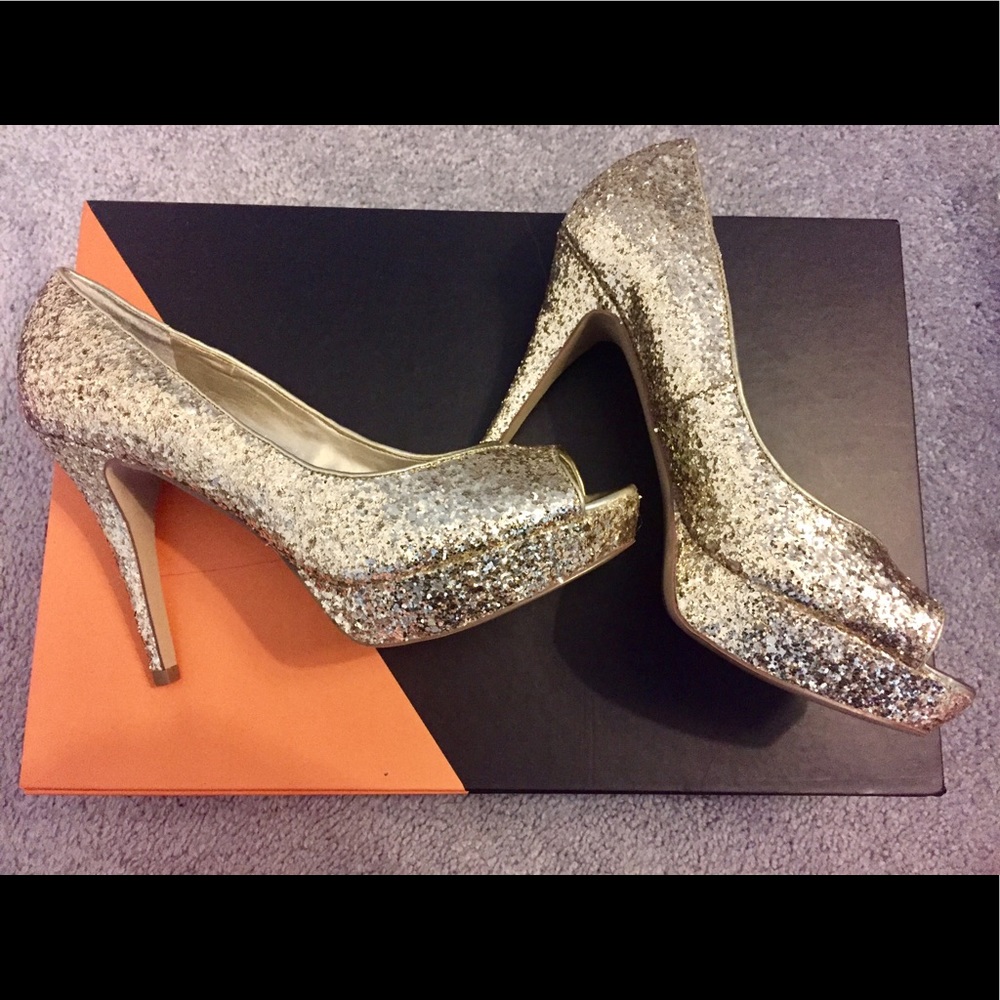 Guess Gold Sequin Heels