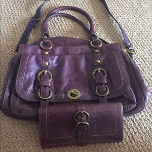 Coach purple purse with wallet