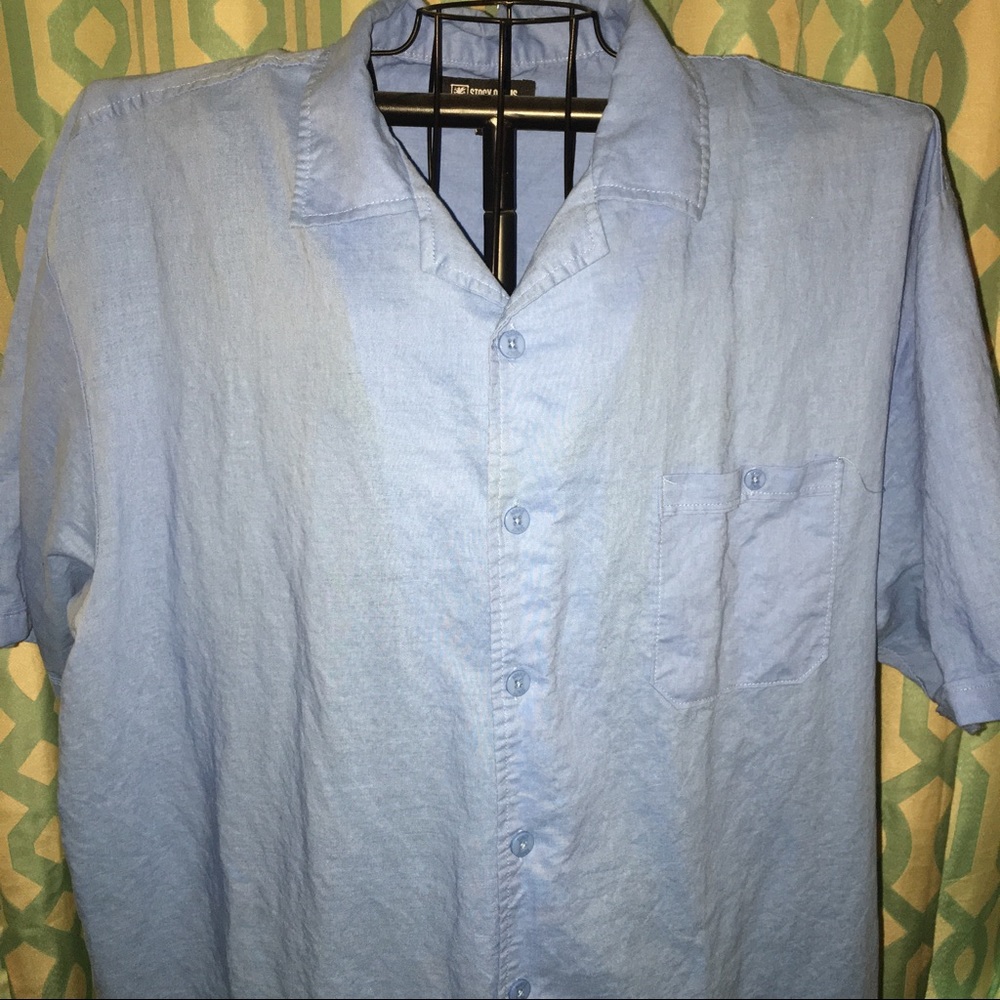 Men's Blue Stacy Adams linen shirt. Size 4XL