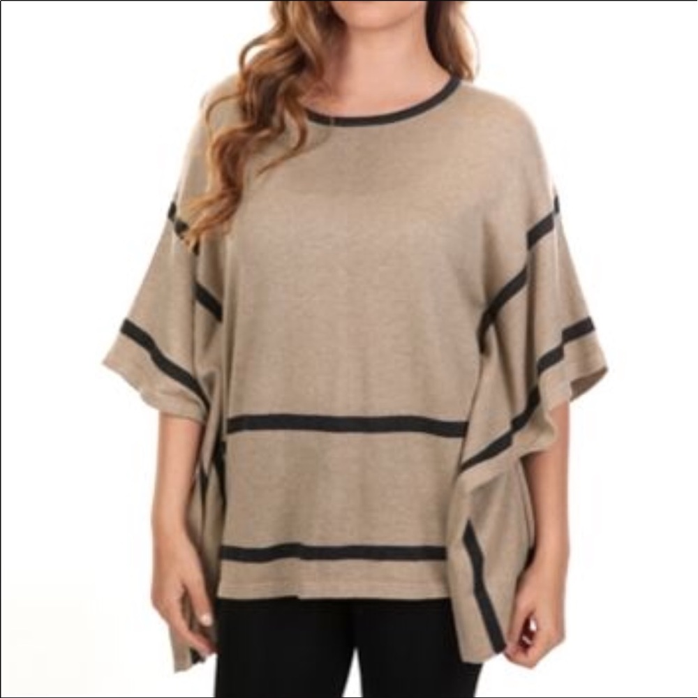 NWT August Silk Tan Poncho w/ Kimono Sleeves