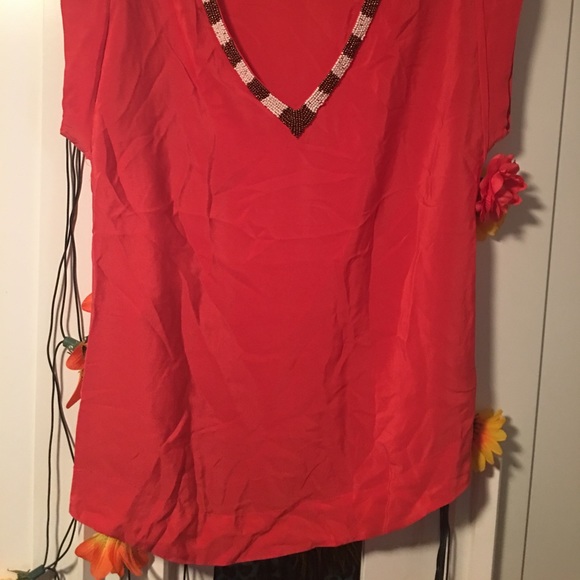 Orange Top With Beaded Details - Picture 2 of 6