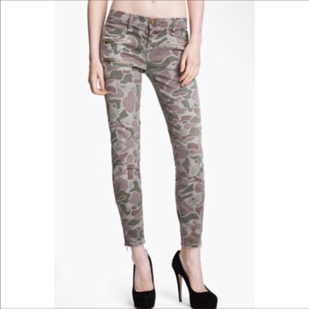 Current/Elliot zip camo skinny jeans