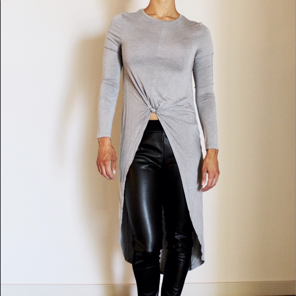 Grey Zara Long Sleeved High-Low Top