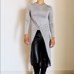 Grey Zara Long Sleeved High-Low Top