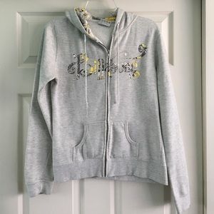 Zip up hoodie with a fun print hood