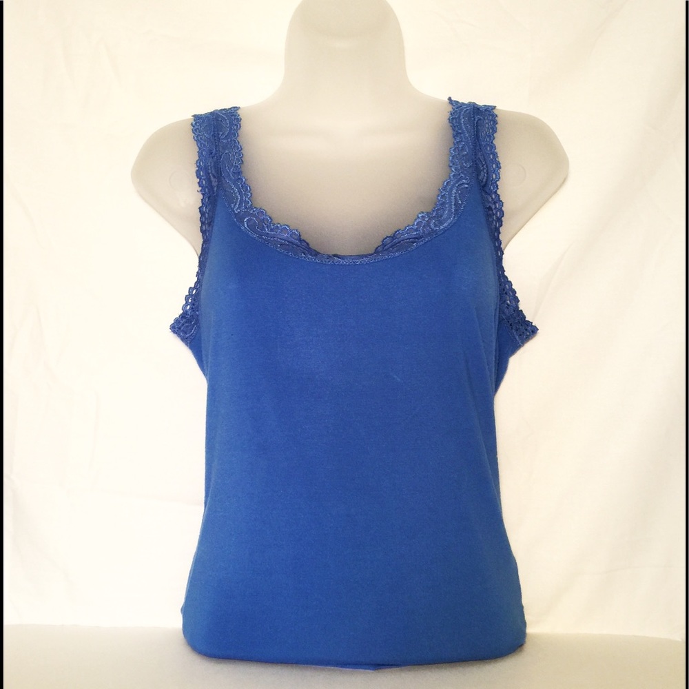 Ann Taylor LOFT Women's Tank Top Lace Blue - S