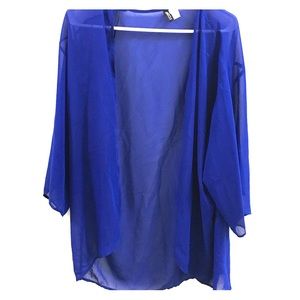 Royal blue sheer kimono