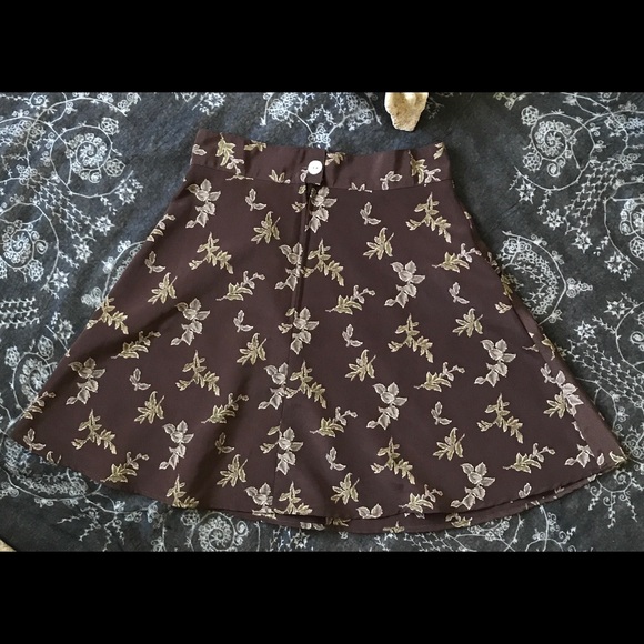 High Waisted Brown Skater Skirt-Size: 3/4 - Picture 3 of 5