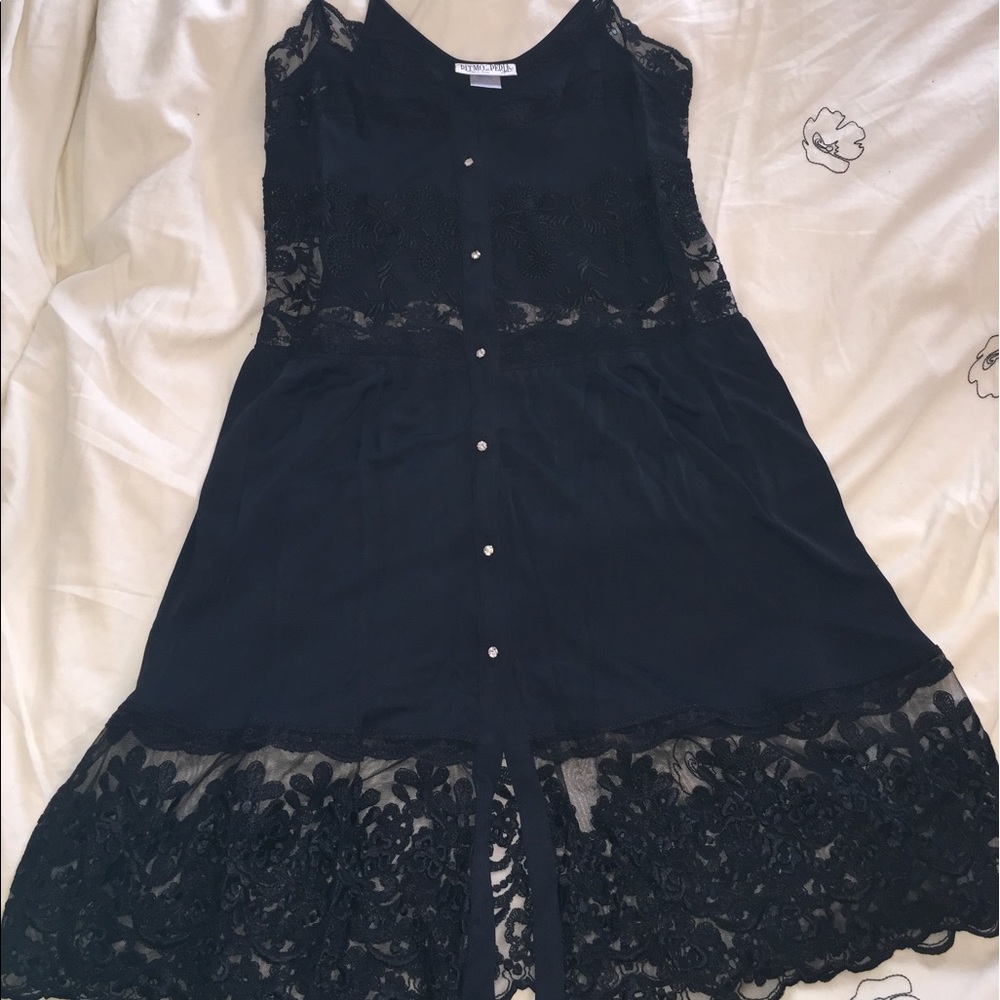 Ritmo di Perla black mini slip dress