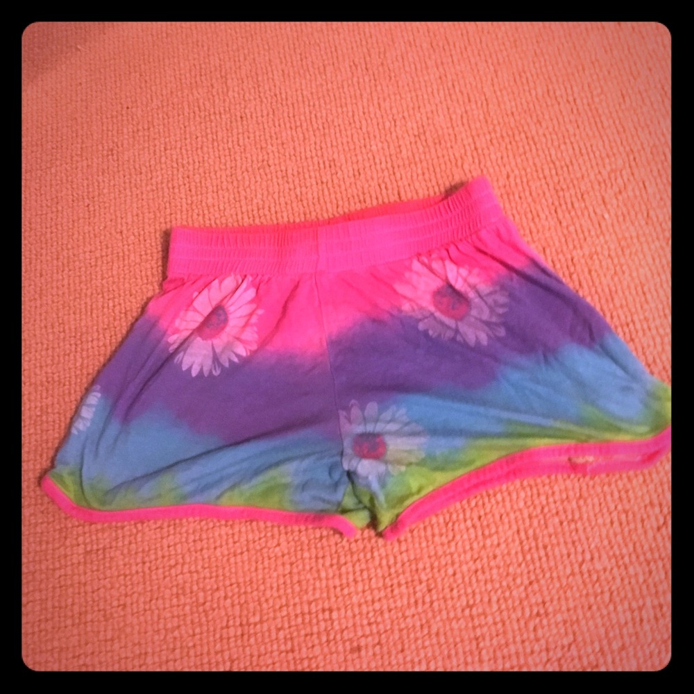 Rainbow gradient shorts with flowers