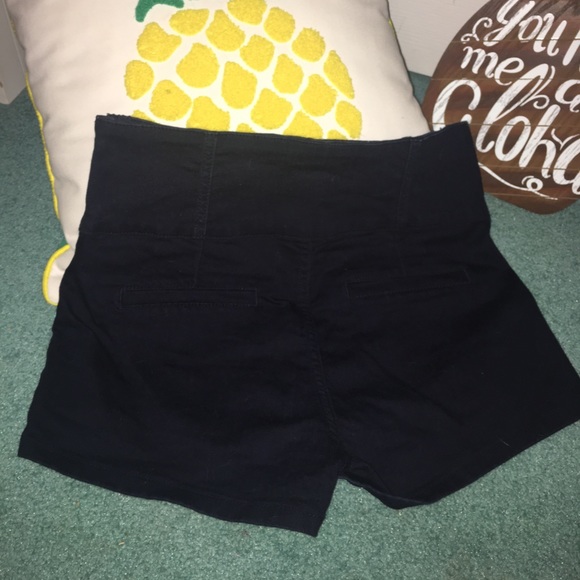 Navy High Waisted Shorts - Picture 2 of 3