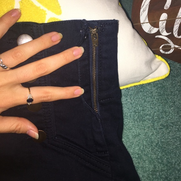 Navy High Waisted Shorts - Picture 3 of 3