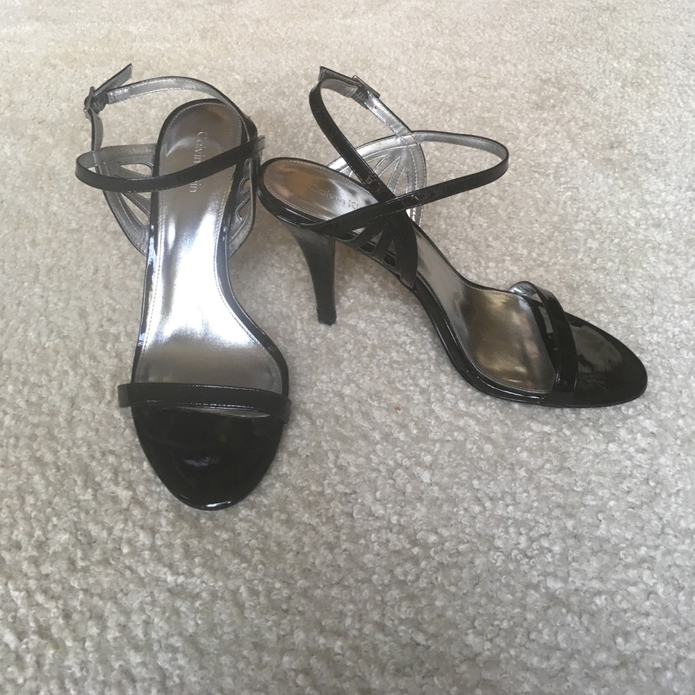 Calvin Klein black strappy stiletto heels