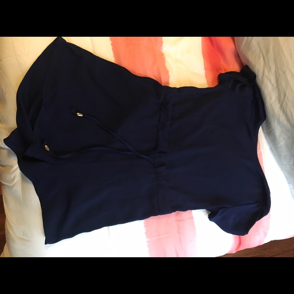 Navy open back romper