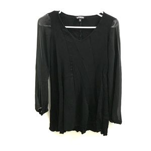 Express black mini dress with sheer sleeves