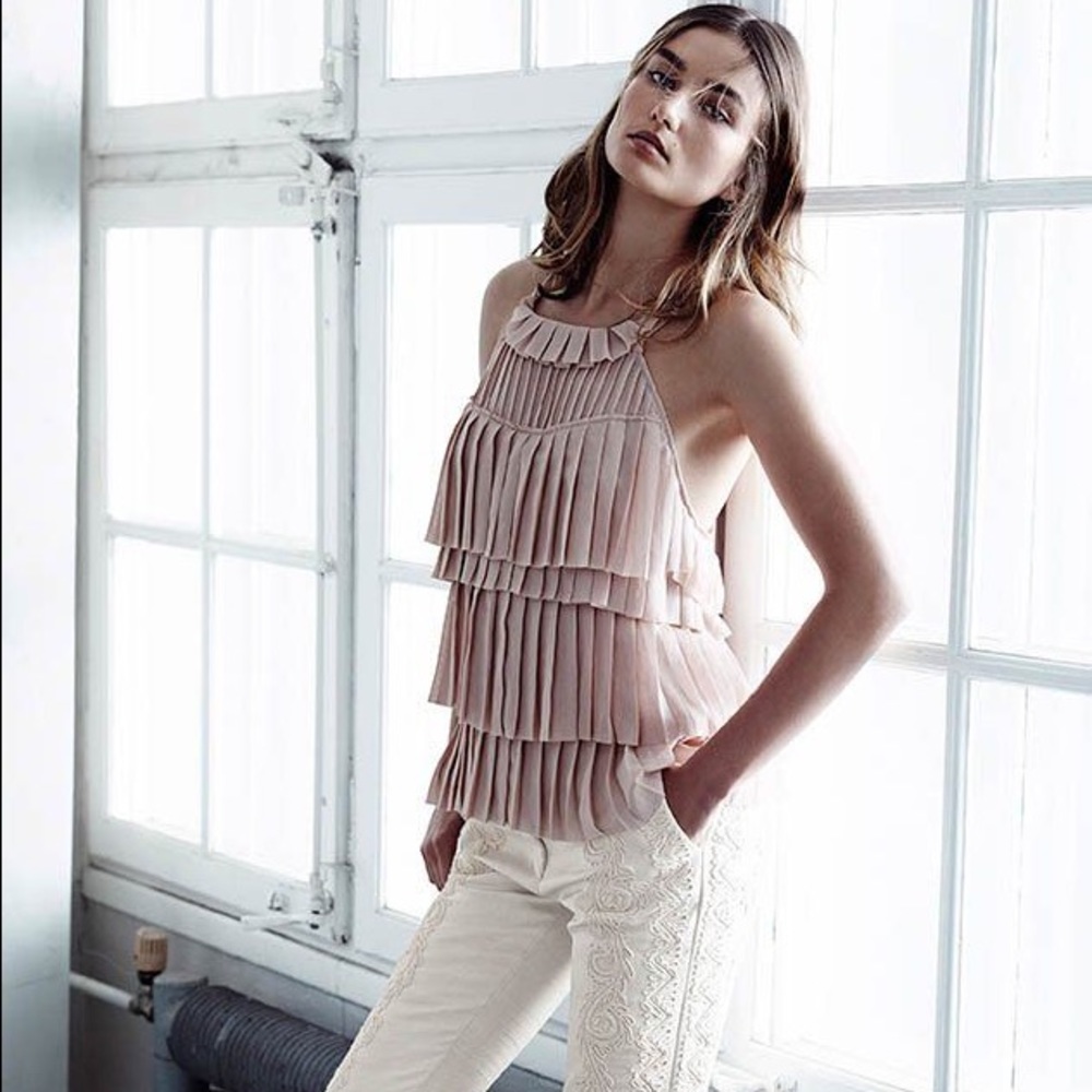 H&M pleated layered crepe halter top small (sz4)