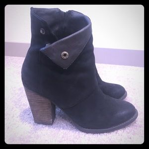 Black leather booties