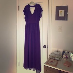 Plum purple maxi dress, a-line, wedding