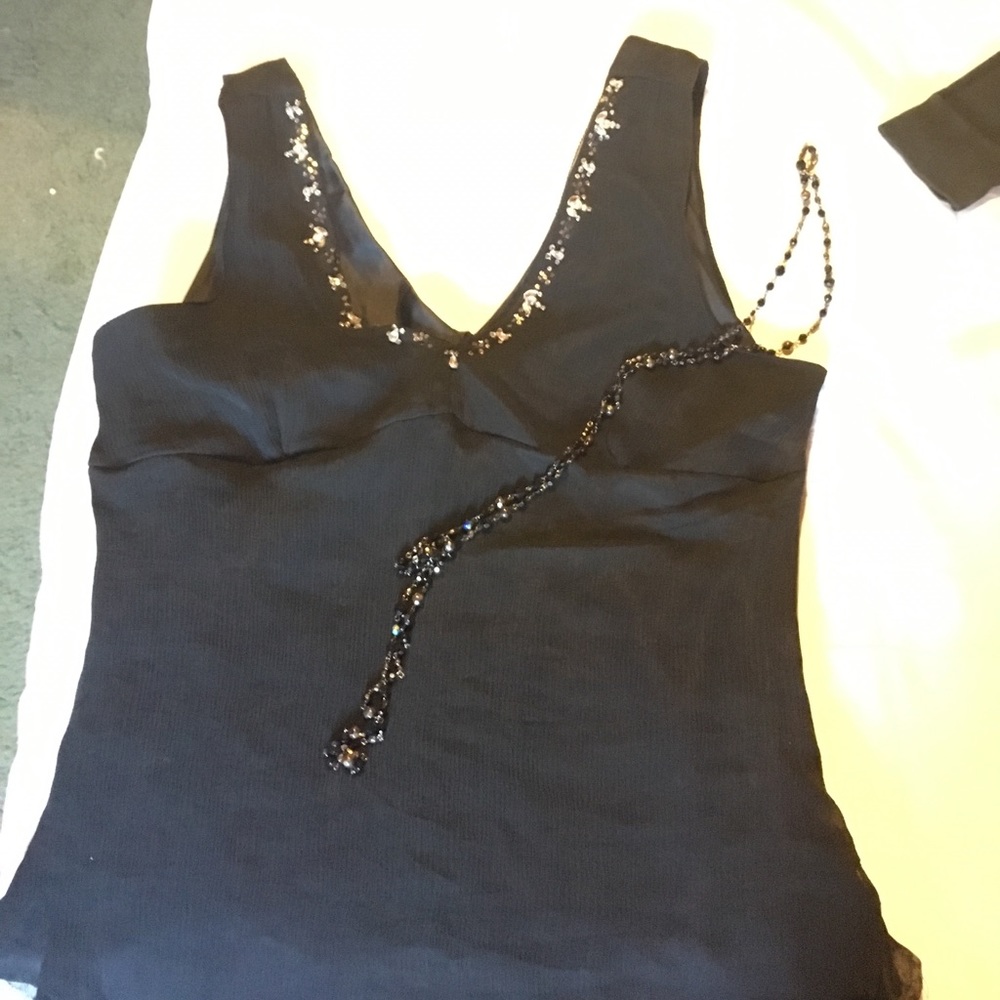 Black embellished tank