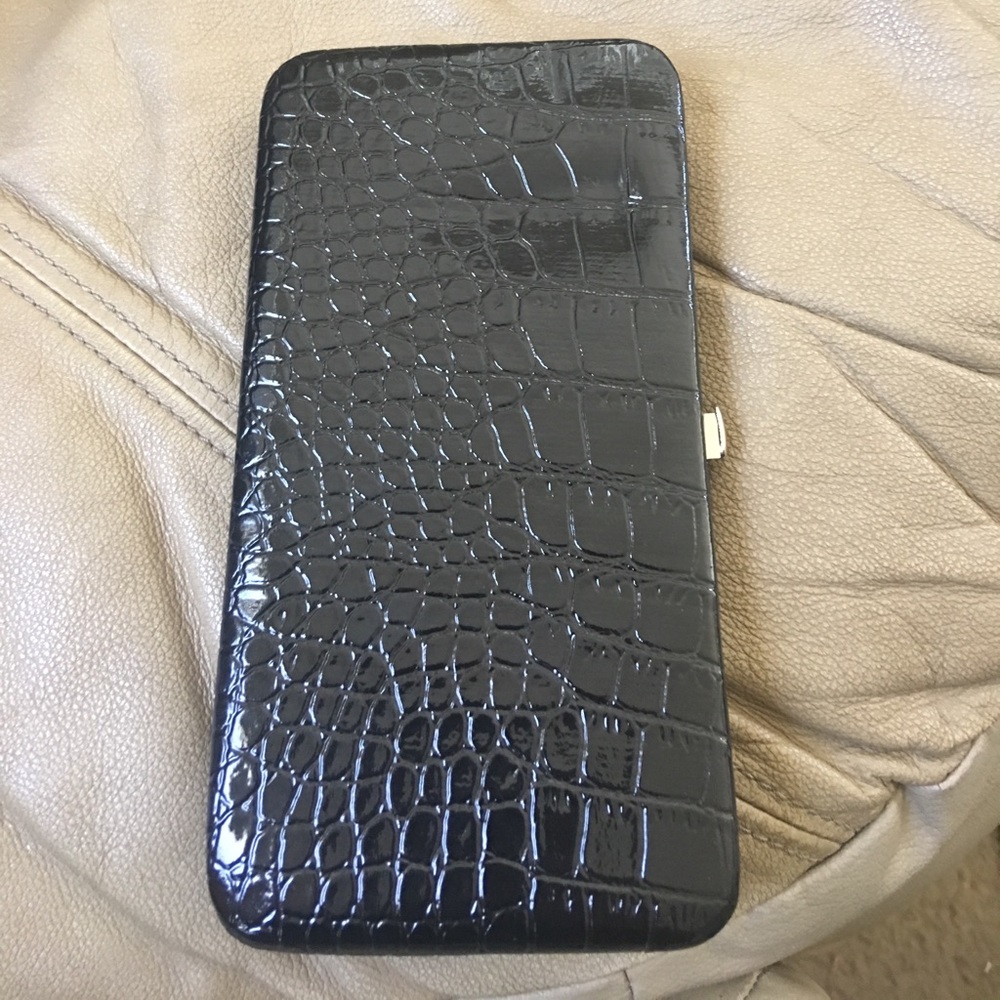 Shiny black animal pattern wallet