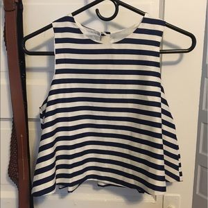 Navy and white crop top