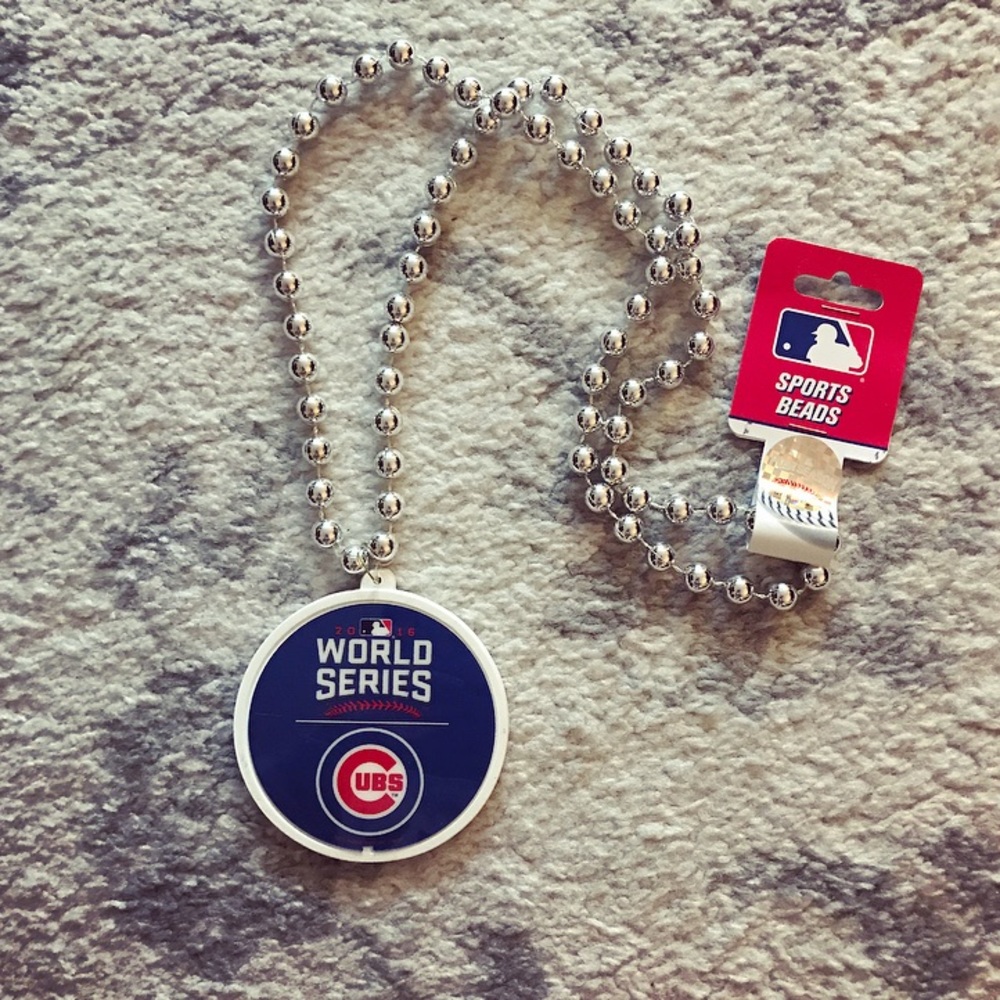 Chicago Cubs World Series pendant bead necklace