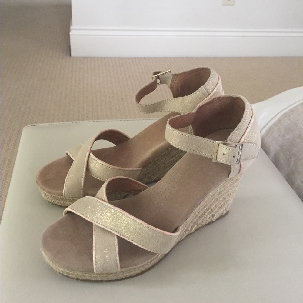 TOMS Metallic Gold Wedges