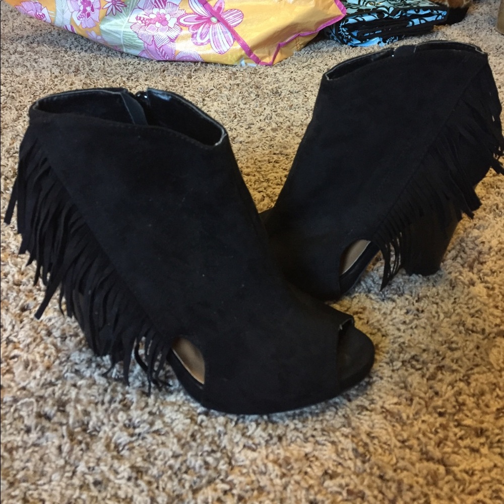 Open Toe Suede Ankle Booties
