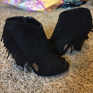 Open Toe Suede Ankle Booties