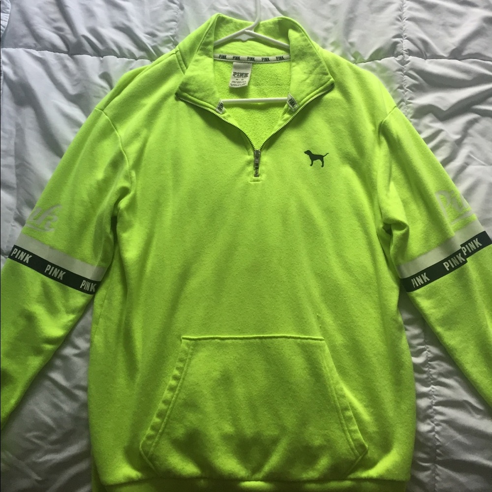 VS PINK neon green/yellow pullover jacket.
