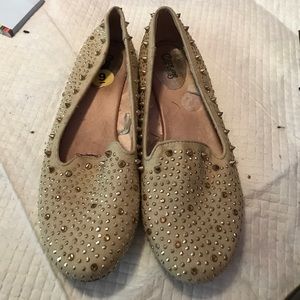 Beige studded flats