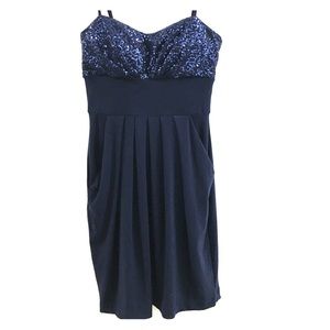 Dark blue sequined top dress