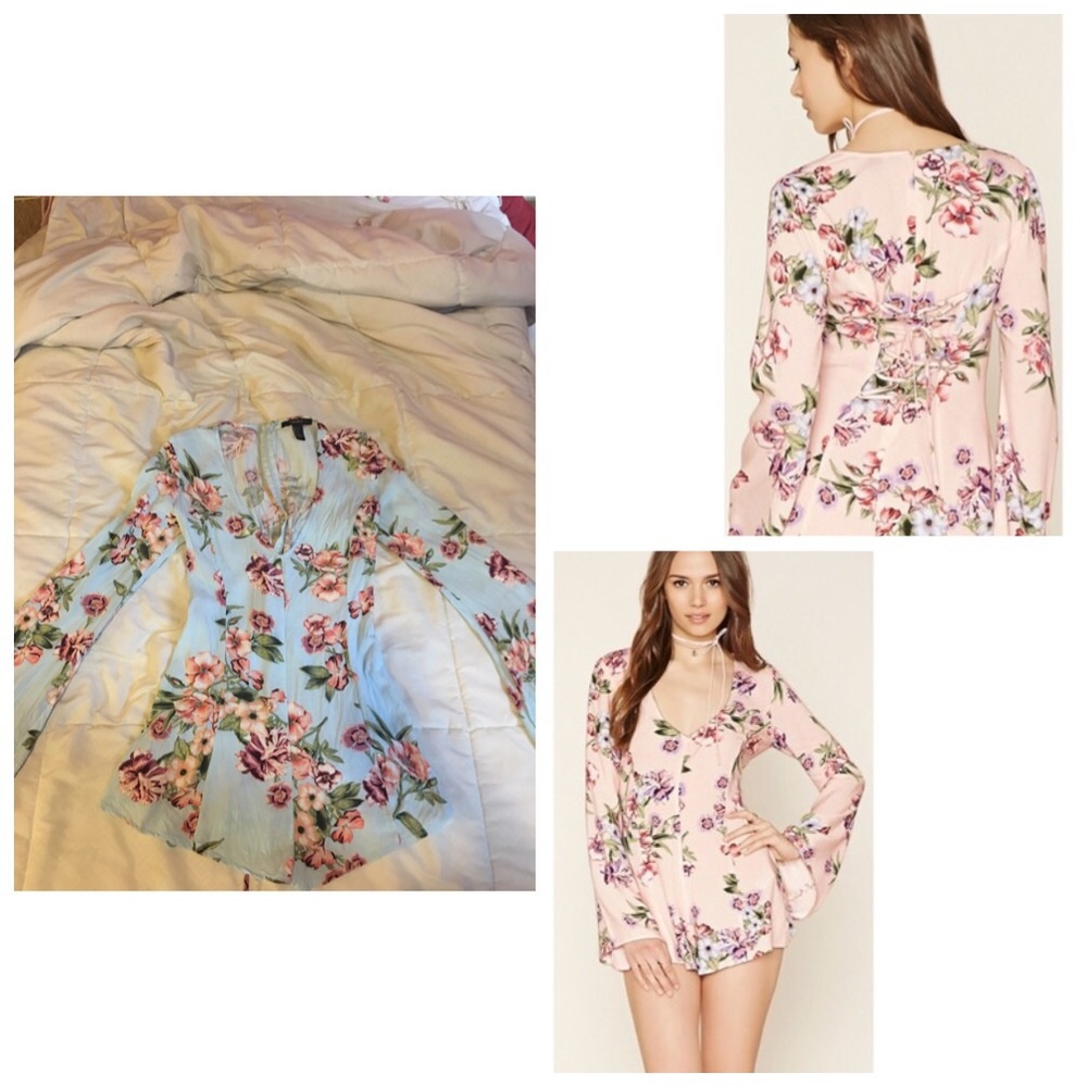 Baby blue floral romper