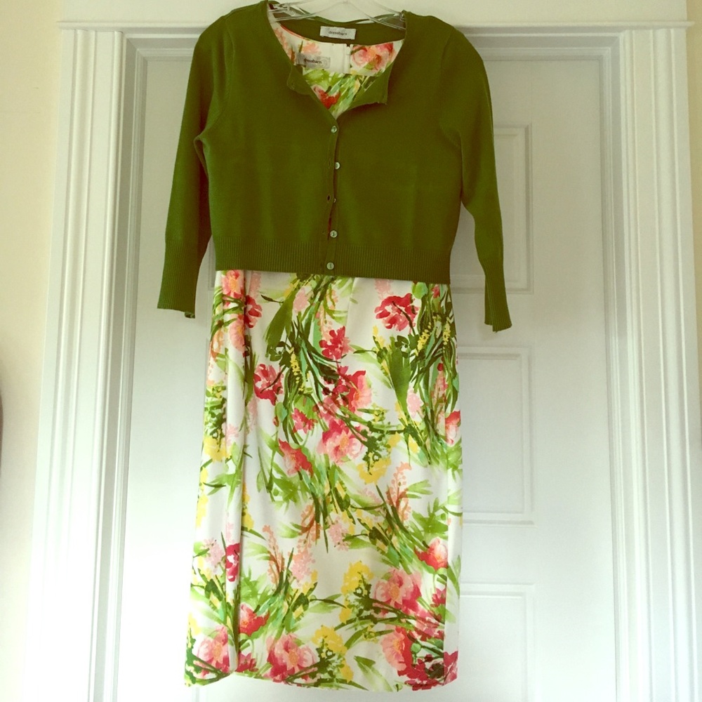 Dress barn Floral Day Dress with 3/4 sleeve shrug