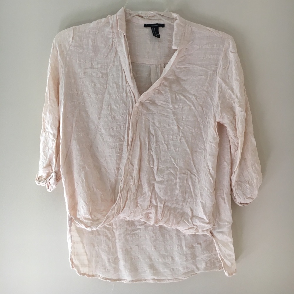 Forever21 linen embroidered surplus top