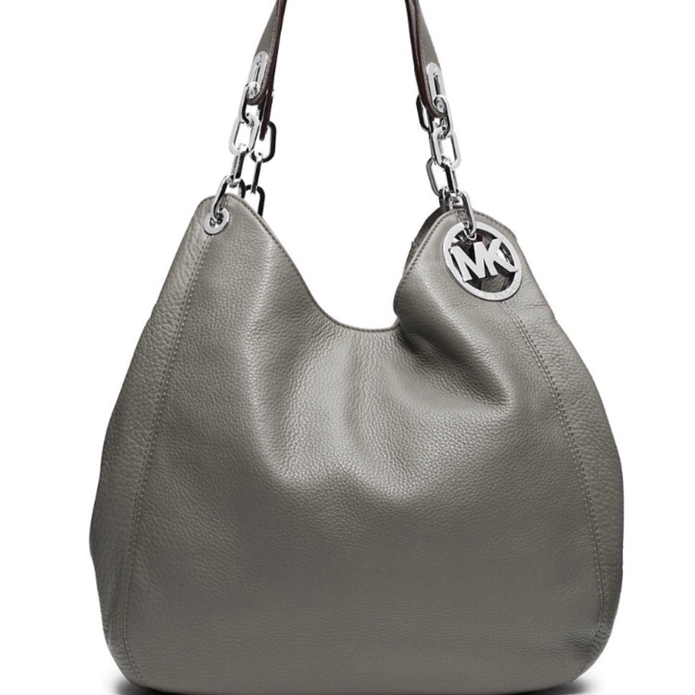 Michael Kors grey Fulton chain bag.