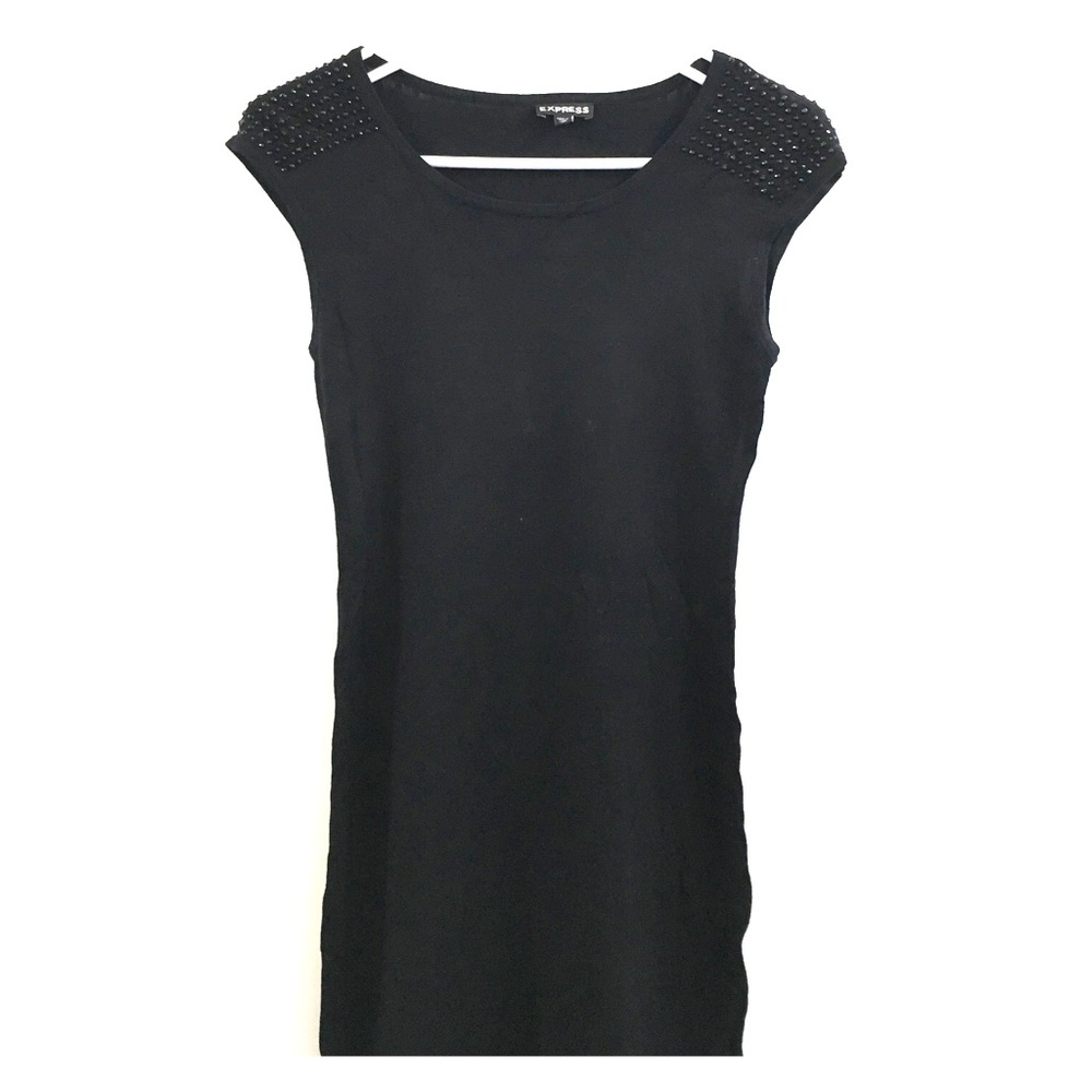 Express black dress with beaded shoulders