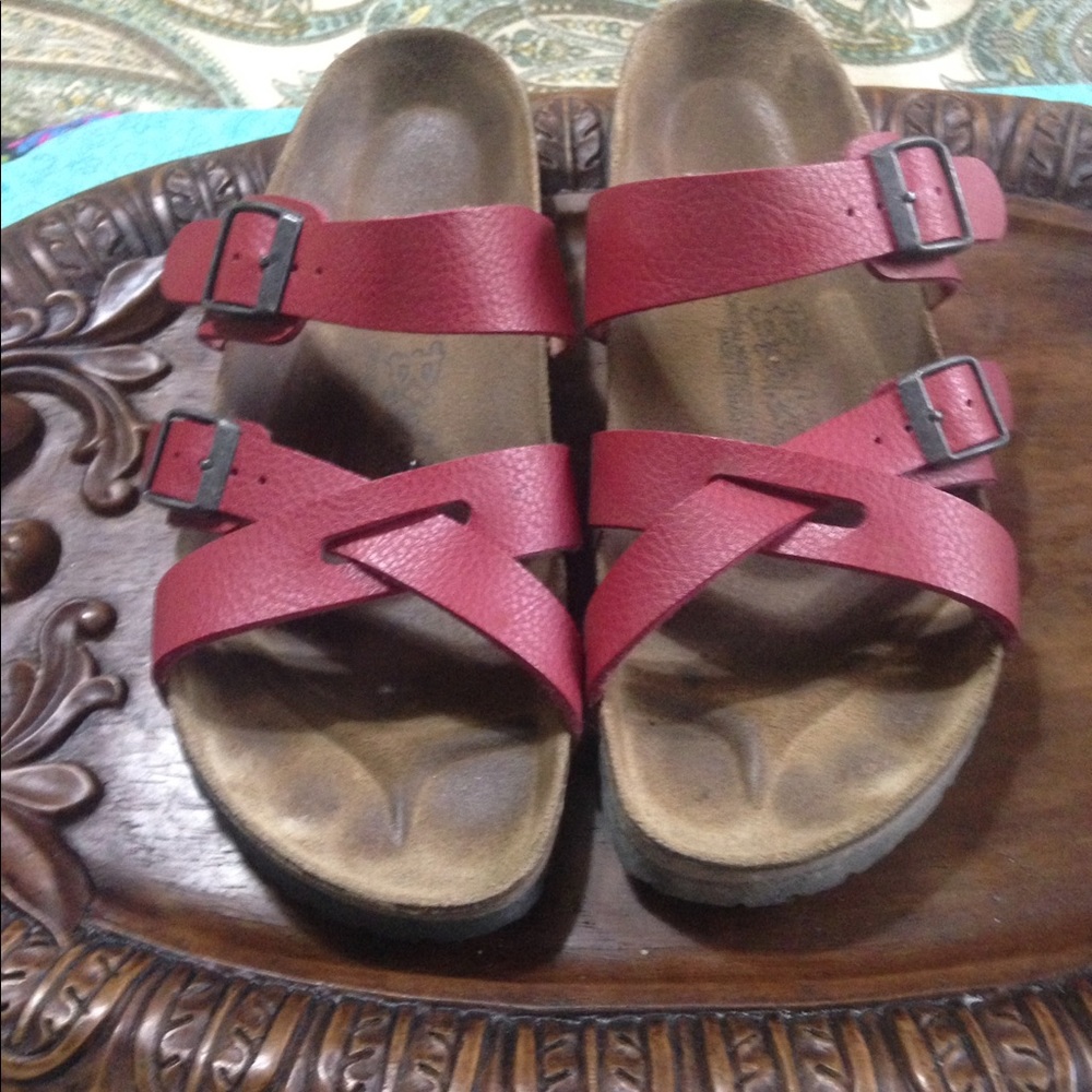 Red birkis sandals