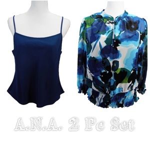 A.N.A. 2pc Set Spaghetti Strap Cami & Floral Chiffon Cover-Up Womens Size Medium